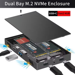 Zilkee Dual Bay M.2 NVME SSD Enclosure with USB3.2 Type C